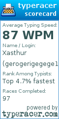 Scorecard for user gerogerigegege18