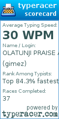 Scorecard for user gimez