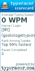 Scorecard for user goalistogettypistnine