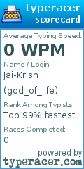 Scorecard for user god_of_life