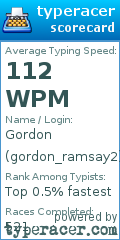 Scorecard for user gordon_ramsay2