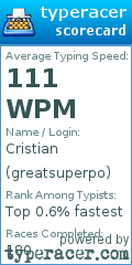 Scorecard for user greatsuperpo