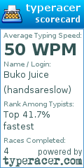 Scorecard for user handsareslow