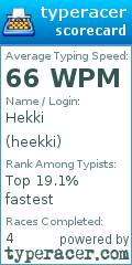 Scorecard for user heekki