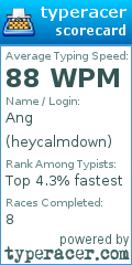 Scorecard for user heycalmdown