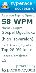 Scorecard for user high_sovereign