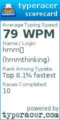 Scorecard for user hmmthinking