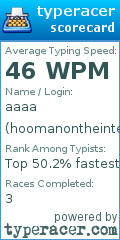 Scorecard for user hoomanontheinternet