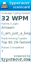 Scorecard for user i_am_just_a_begginer
