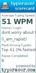 Scorecard for user i_am_rapist