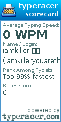Scorecard for user iamkilleryouarethemeal