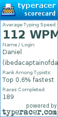 Scorecard for user ibedacaptainofdaship