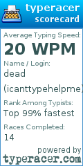 Scorecard for user icanttypehelpme