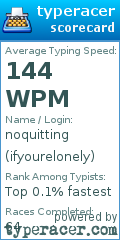 Scorecard for user ifyourelonely