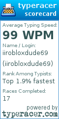 Scorecard for user iirobloxdude69