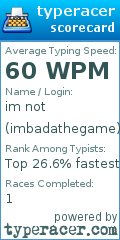Scorecard for user imbadathegame