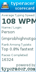 Scorecard for user improbhighnotgonnalie