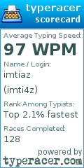 Scorecard for user imti4z