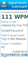 Scorecard for user insertnocoins