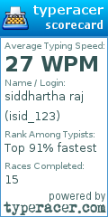 Scorecard for user isid_123