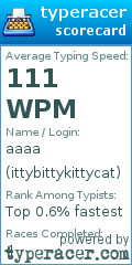 Scorecard for user ittybittykittycat