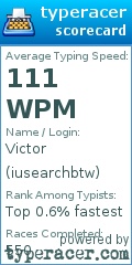 Scorecard for user iusearchbtw