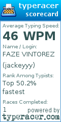 Scorecard for user jackeyyy