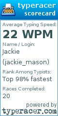 Scorecard for user jackie_mason