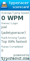 Scorecard for user jadetyperacer