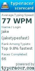 Scorecard for user jaketypesfast