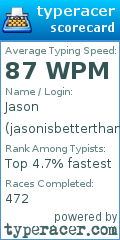 Scorecard for user jasonisbetterthanyou