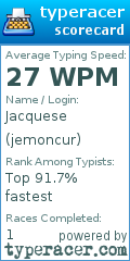 Scorecard for user jemoncur