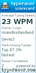Scorecard for user jevaz