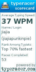 Scorecard for user jiajiapunkinpie