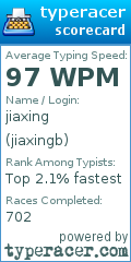 Scorecard for user jiaxingb
