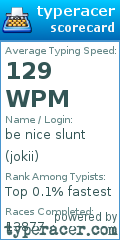 Scorecard for user jokii