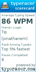 Scorecard for user jonathanem