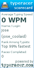 Scorecard for user jose_coolaid