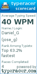 Scorecard for user jose_g
