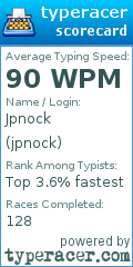 Scorecard for user jpnock