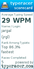 Scorecard for user jrgl