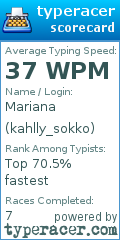 Scorecard for user kahlly_sokko