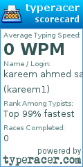 Scorecard for user kareem1