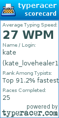 Scorecard for user kate_lovehealer17
