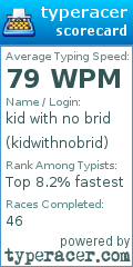 Scorecard for user kidwithnobrid