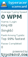 Scorecard for user kingkb