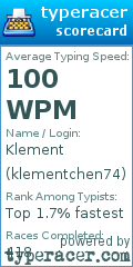 Scorecard for user klementchen74