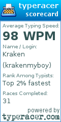 Scorecard for user krakenmyboy
