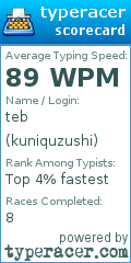 Scorecard for user kuniquzushi