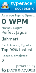 Scorecard for user lahmer